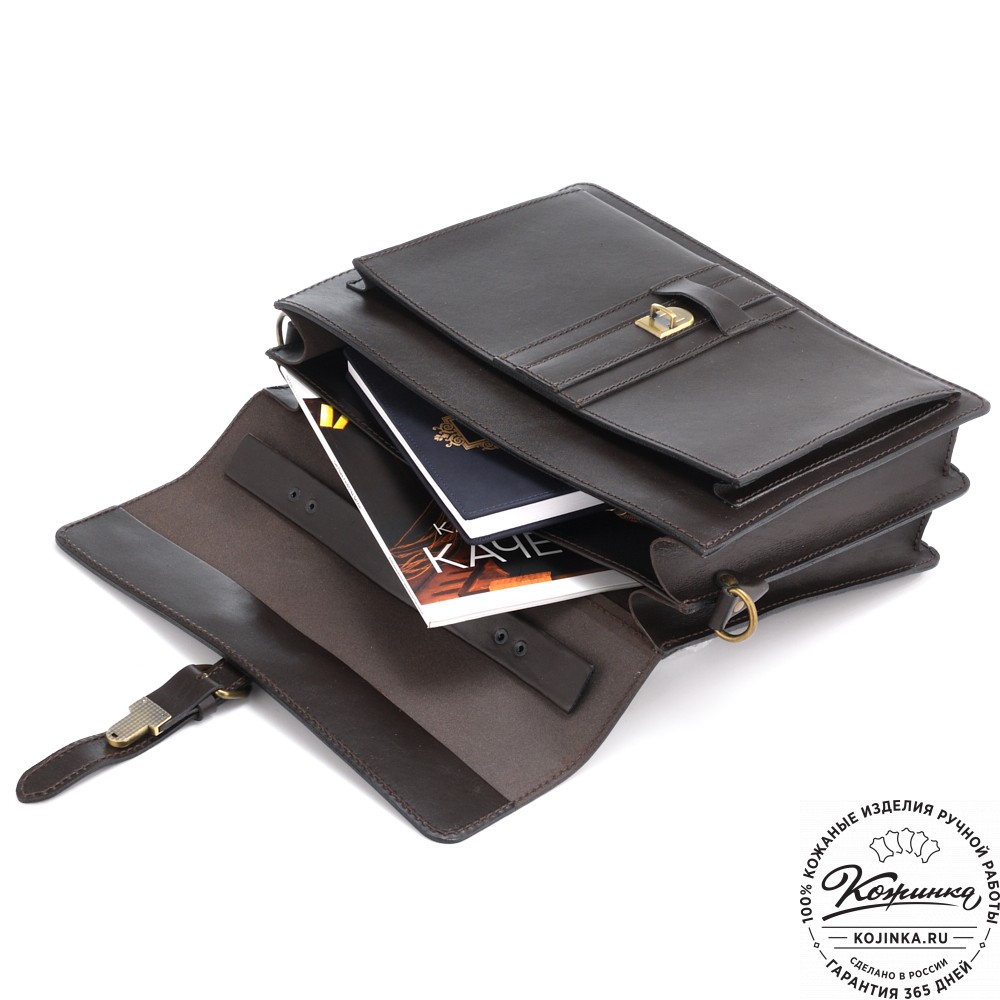 Мужской кожаный портфель "Премьер" (тёмно-коричневый)